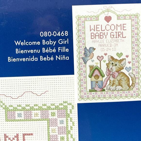 NOS 2010 Janlynn Welcome Baby Girl Kitty Sealed Cross Stitch Kit - 6.5” x10” - Picture 4 of 7